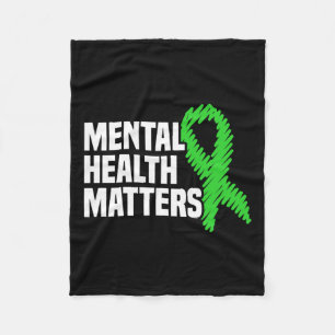 Health Problems Green Ribbon Mental Health Awarene Fleece Blanket