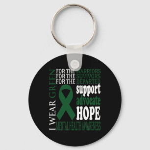 Health Problems Green Ribbon Mental Health Awarene Keychain
