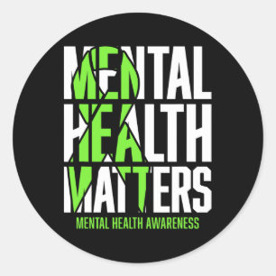Health Problems Green Ribon Mental Health Awarenes Classic Round Sticker