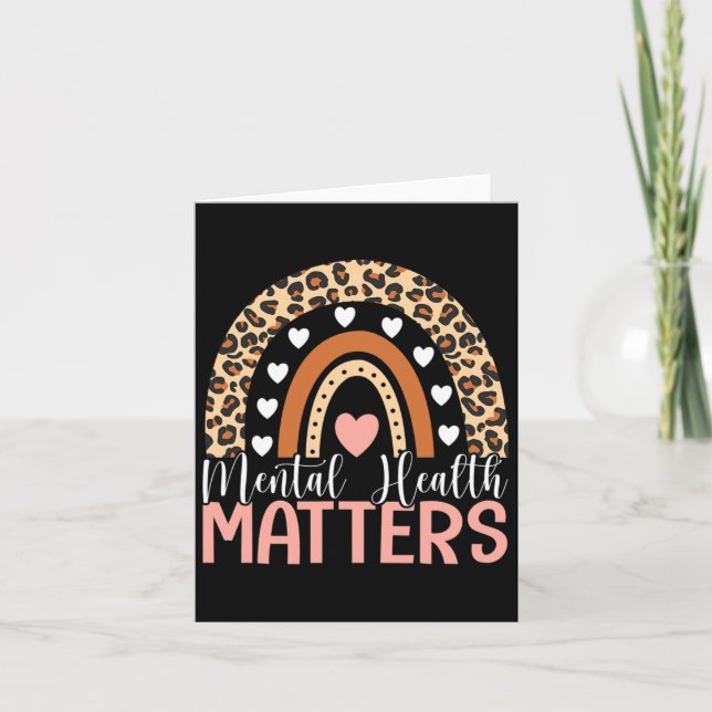 Health Problems Leopard Print Boho Rainbow Awarene Card (Front)