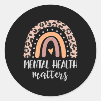 Health Problems Leopard Print Boho Rainbow Awarene Classic Round Sticker