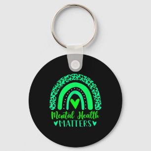 Health Problems Mental Awareness Leopard Rainbow W Keychain
