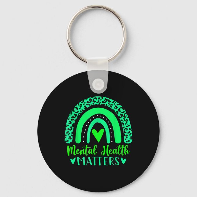 Health Problems Mental Awareness Leopard Rainbow W Keychain (Front)