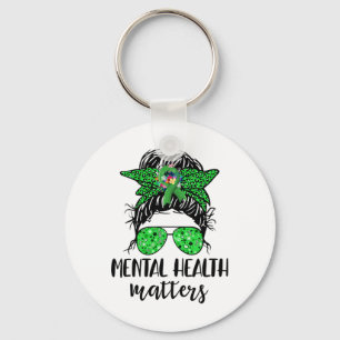 Health Problems Messy Bun Gift Mental Health Aware Keychain