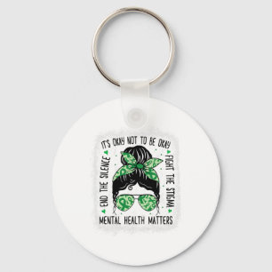 Health Problems Messy Bun Mental Health Awareness Keychain