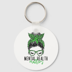 Health Problems Messy Bun Woman Neurodiversity Emo Keychain