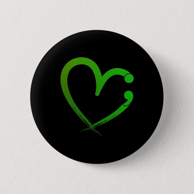 Health Problems Semicolon Heart Awareness Month  2 Inch Round Button (Front)