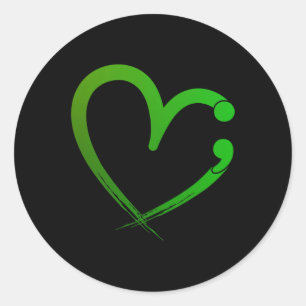 Health Problems Semicolon Heart Awareness Month Classic Round Sticker