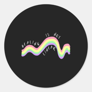 Health Quote Healing Is Not Linear Rainbow  Classic Round Sticker
