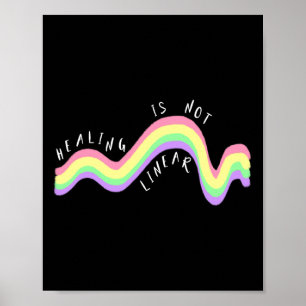 Health Quote Healing Is Not Linear Rainbow Poster