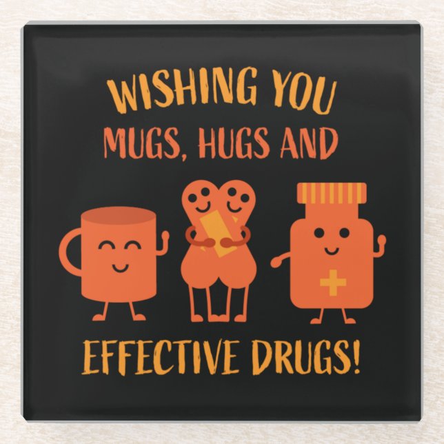 Health Recovery Get Well Soon   Glass Coaster (Front)