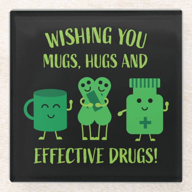 Health Recovery Get Well Soon   Glass Coaster (Front)