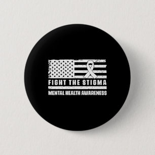 Health Ribbon Usa Flag We Wear Green Mental Health 2 Inch Round Button