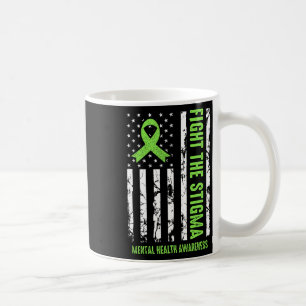 Health Ribbon Usa Flag We Wear Green Mental Health Coffee Mug