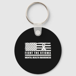 Health Ribbon Usa Flag We Wear Green Mental Health Keychain