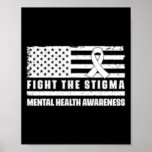 Health Ribbon Usa Flag We Wear Green Mental Health Poster