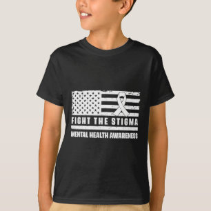 Health Ribbon Usa Flag We Wear Green Mental Health T-Shirt