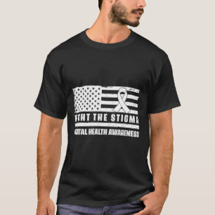 Health Ribbon Usa Flag We Wear Green Mental Health T-Shirt
