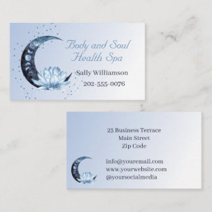 Health Spa Blue Lotus Flower Moon  Business Card