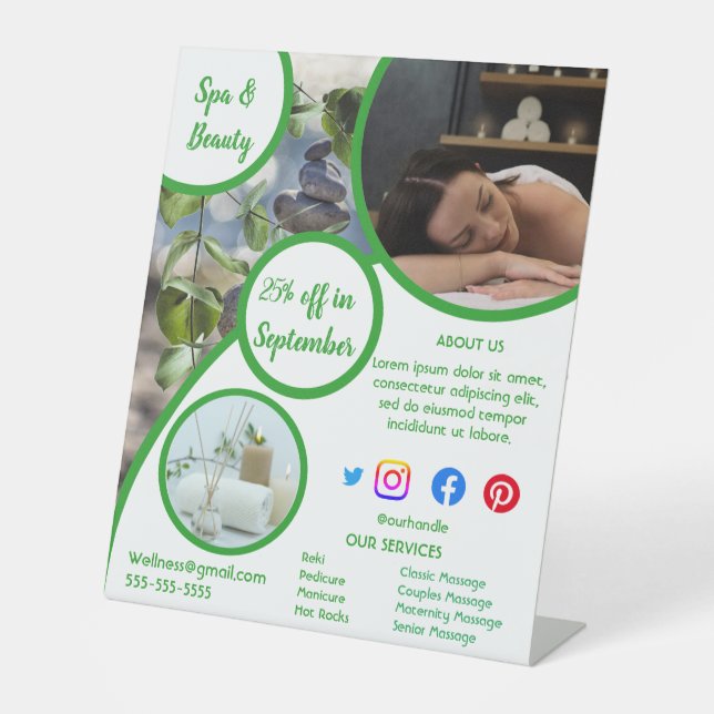 health spa poster flyer wellness centre gym fit pedestal sign (Front)