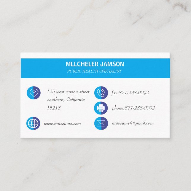 Health Specialist business cards (Front)