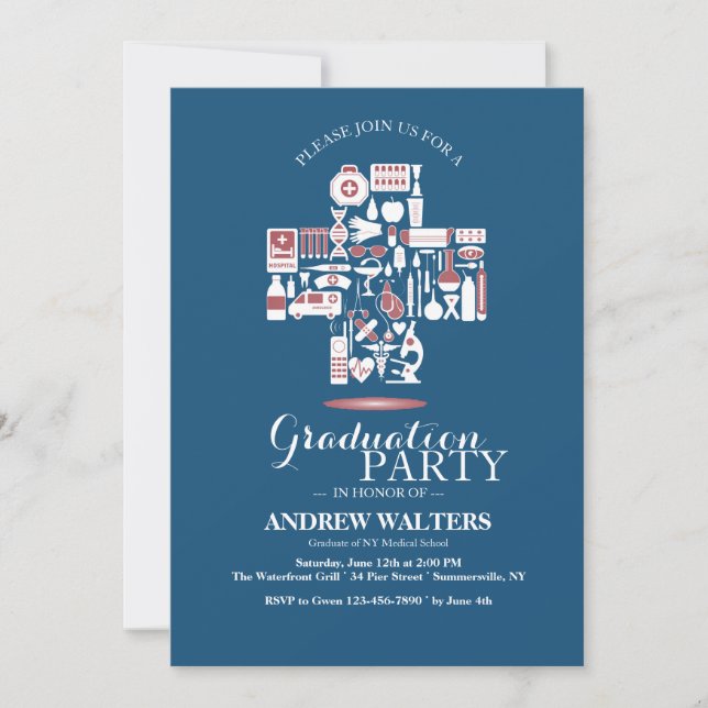 Health Symbol Graduation Invitation (Front)