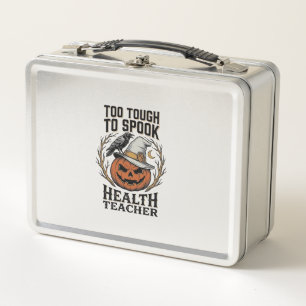 Health Teacher Halloween Shirt Vintage Engraved Pu Metal Lunch Box