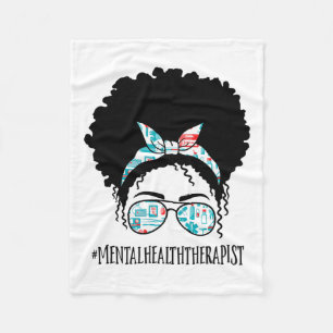 Health Therapist Black Afro Messy Bun African Wome Fleece Blanket