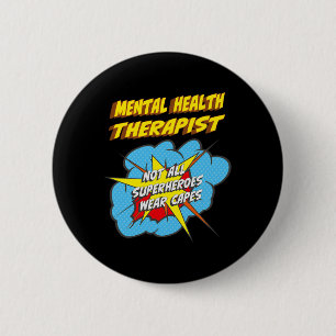Health Therapist Fun Superhero Job  2 Inch Round Button