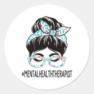 Health Therapist Week Appreciation Women Messy Bun Classic Round Sticker