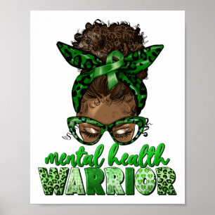 Health Warrior Awareness Month Messy Bun Black Wom Poster