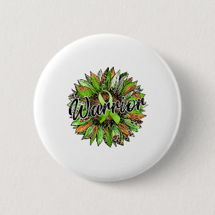 Health Warrior Leopard Sunflower Green Ribbon Retr 2 Inch Round Button