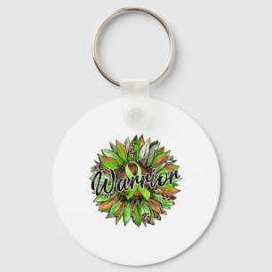 Health Warrior Leopard Sunflower Green Ribbon Retr Keychain