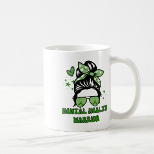 Health Warrior Messy Bun Groovy Leopard Green Ribb Coffee Mug