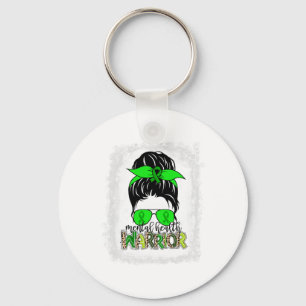 Health Warrior Messy Bun Mental Health Awareness Keychain