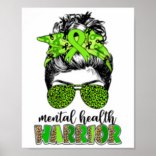 Health Warrior Messy Bun Mental Health Problems 1  Poster