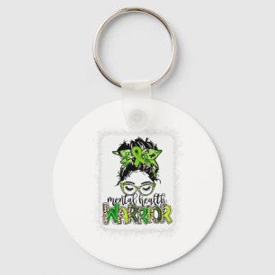 Health Warrior Messy Bun Mental Health Problems Keychain