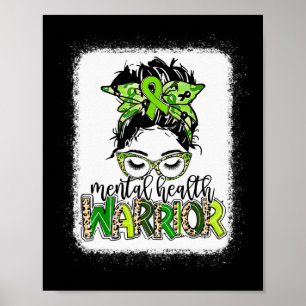 Health Warrior Messy Bun Mental Health Problems  Poster