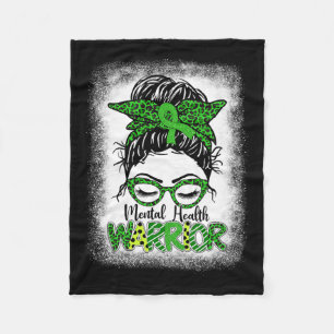 Health Warrior Messy Bun Women Mental Health Probl Fleece Blanket