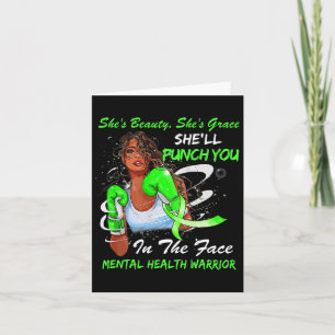 Health Warrior She'll Punch You Ribbon Black Woman Card