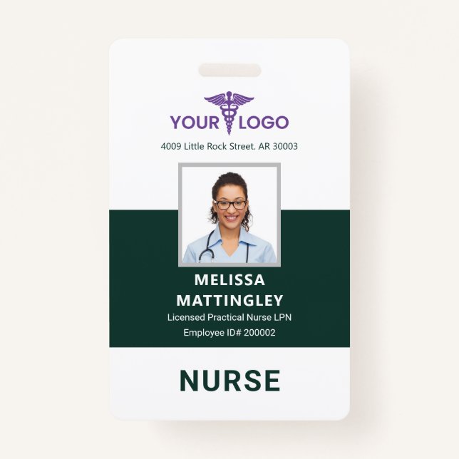 Healthcare Business Logo Employees Photo ID Custom Badge (Front)