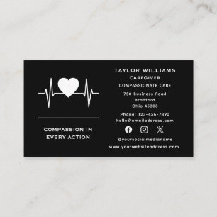 Healthcare Caregiver Heartbeat Pulse Heart EKG ECG Business Card