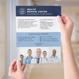 Healthcare Clinic Doctor Custom Logo Navy Blue Flyer