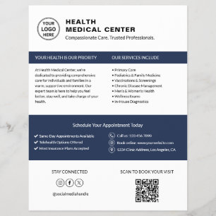 Healthcare Clinic Doctor Logo QR White Flyer