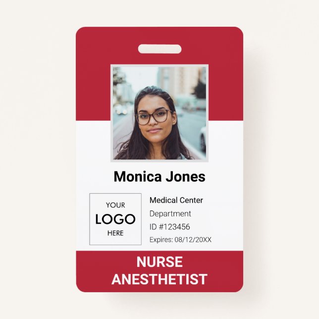 Healthcare Employee Photo ID Red Badge (Front)