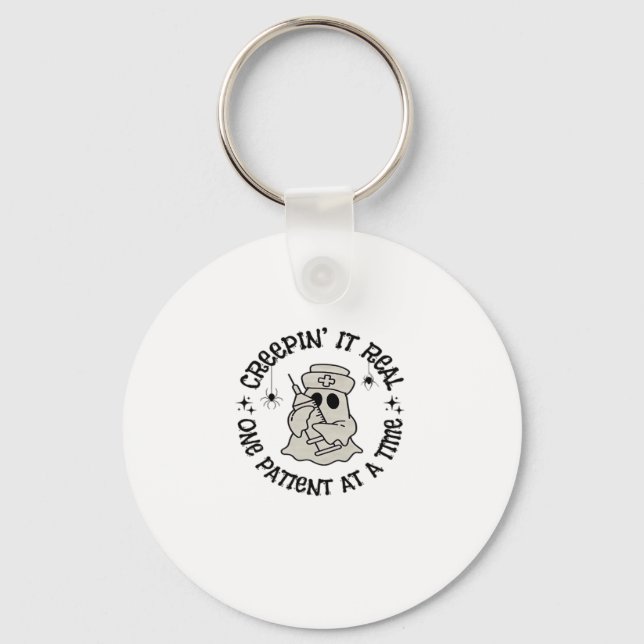 Healthcare Halloween, Creeping It Real One Patient Keychain (Front)