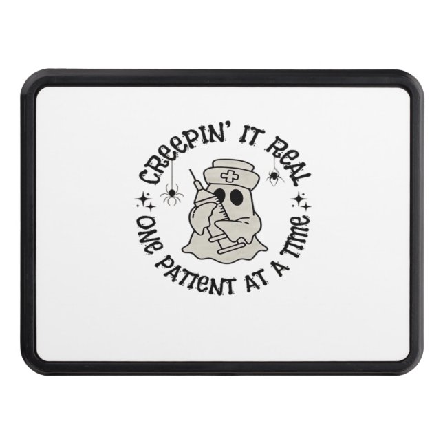 Healthcare Halloween, Creeping It Real One Patient Trailer Hitch Cover (Front)