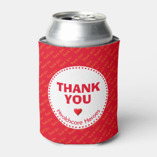 Healthcare Heroes THANK YOU Customizable RED Can Cooler