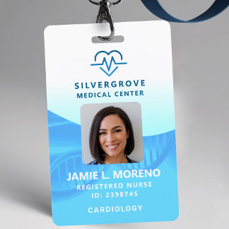 Healthcare Medical Heart Logo Aqua Photo Nurse ID Badge