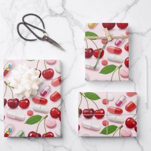 Healthcare & Pharmacy Cherry Pink Capsule  Wrapping Paper Sheet